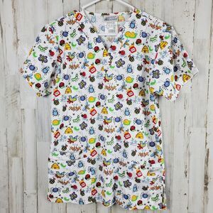 Uniform Advantage Scrub Top Bugs World Print Size XS